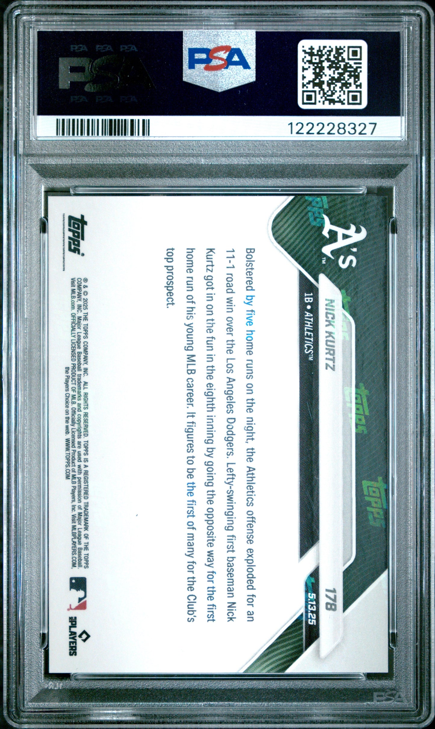 Graded 2025 Topps Now Nick Kurtz #178 Gold Foil /50 Rookie RC Baseball Card PSA 9 Mint