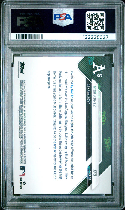 Graded 2025 Topps Now Nick Kurtz #178 Gold Foil /50 Rookie RC Baseball Card PSA 9 Mint