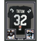 Framed Autographed/Signed Jack Tatum 35x39 Oakland Black Football Jersey JSA COA #2