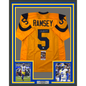 Framed Autographed/Signed Jalen Ramsey 35x39 Los Angeles LA Yellow Color Rush Football Jersey JSA COA