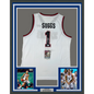 Framed Autographed/Signed Jalen Suggs 35x39 Gonzaga White College Basketball Jersey JSA COA