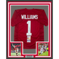 Framed Autographed/Signed Jameson Williams 35x39 Alabama Red College Football Jersey JSA COA