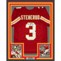 Framed Autographed/Signed Jan Stenerud 35x39 HOF 91 Kansas City Red Football Jersey JSA COA