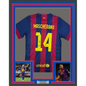 Framed Autographed/Signed Javier Mascherano 35x39 FC Barcelona Blue Soccer Jersey Beckett BAS COA