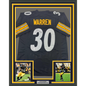 Framed Autographed/Signed Jaylen Warren 35x39 Pittsburgh Black Football Jersey Beckett BAS COA