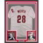 Framed Autographed/Signed Jayson Werth 35x39 Philadelphia Pinstripe Baseball Jersey Beckett BAS COA