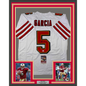 Framed Autographed/Signed Jeff Garcia 35x39 San Francisco White Football Jersey JSA COA