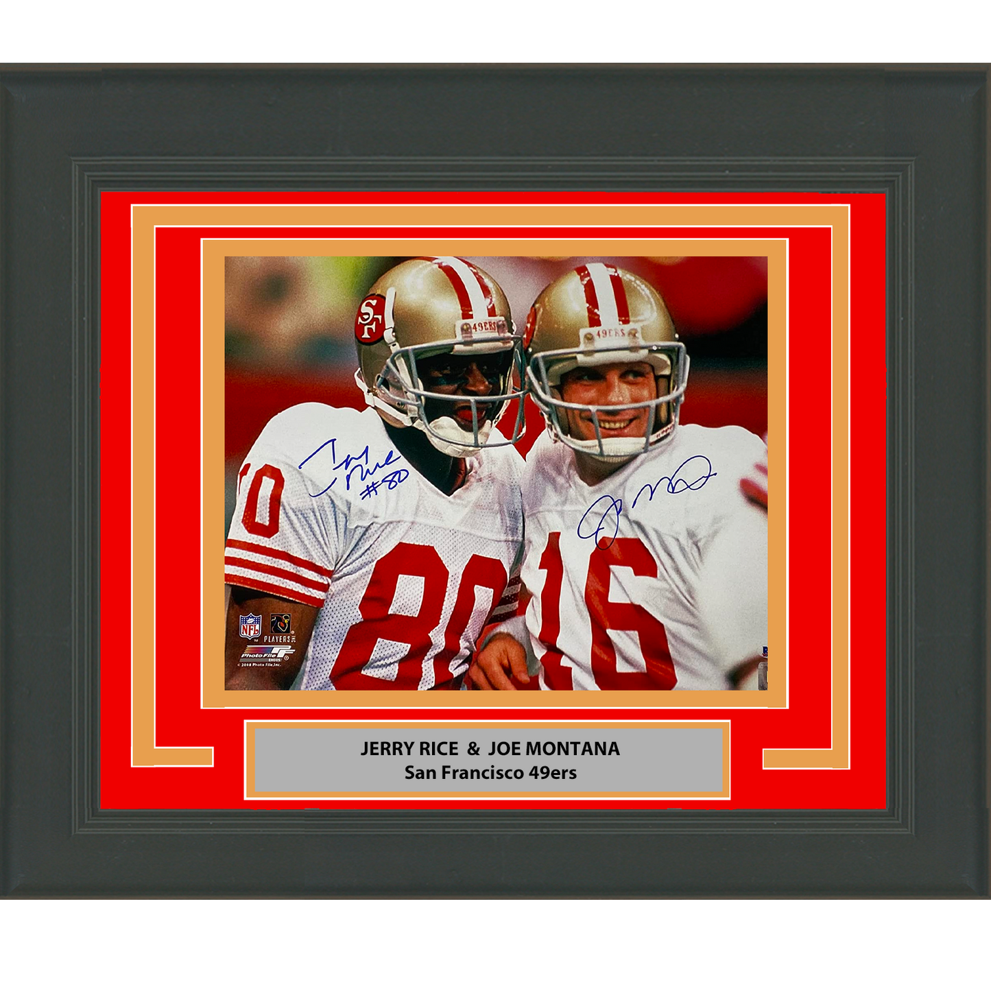 Framed Autographed/Signed Joe Montana & Jerry Rice San Francisco 49ers 16x20 Football Photo Beckett BAS COA #2