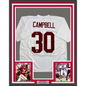 Framed Autographed/Signed Jihaad Campbell 35x39 Alabama White College Football Jersey JSA COA