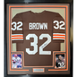 Framed Autographed/Signed Jim Brown 35x39 Cleveland Football Brown Jersey PSA COA
