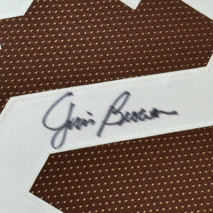Framed Autographed/Signed Jim Brown 35x39 Cleveland Football Brown Jersey PSA COA