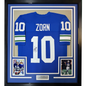 Framed Autographed/Signed Jim Zorn 35x39 Seattle Blue Football Jersey JSA COA
