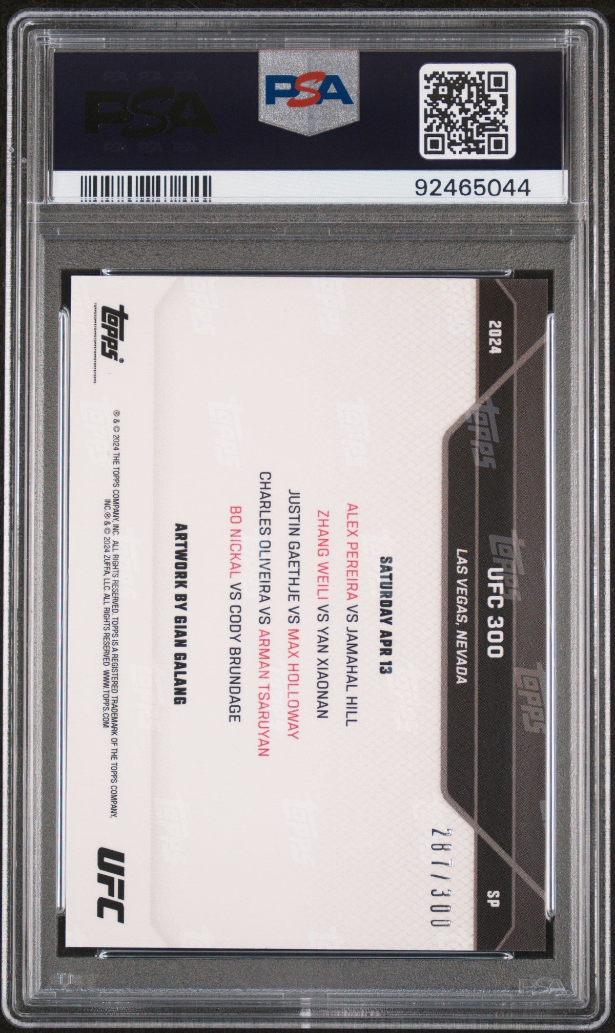 Graded 2024 Topps Now UFC Short Print UFC 300 Poster UFC MMA Card PSA 9 Mint