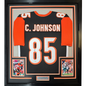 Framed Autographed/Signed Chad Johnson Ochocinco 35x39 Cincinnati Black Football Jersey JSA COA