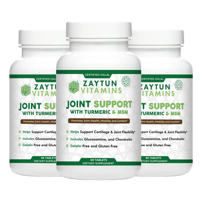 Halal Joint Support with Glucosamine + Turmeric + Chondroitin Tablets (3-Pack)