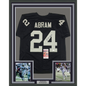 Framed Autographed/Signed Johnathan Abram 35x39 Las Vegas Oakland Black Football Jersey JSA COA