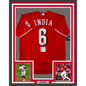 Framed Autographed/Signed Jonathan India 35x39 2021 NL ROY Cincinnati Red Baseball Jersey JSA COA