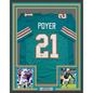 Framed Autographed/Signed Jordan Poyer 35x39 Miami Teal Football Jersey Beckett BAS COA