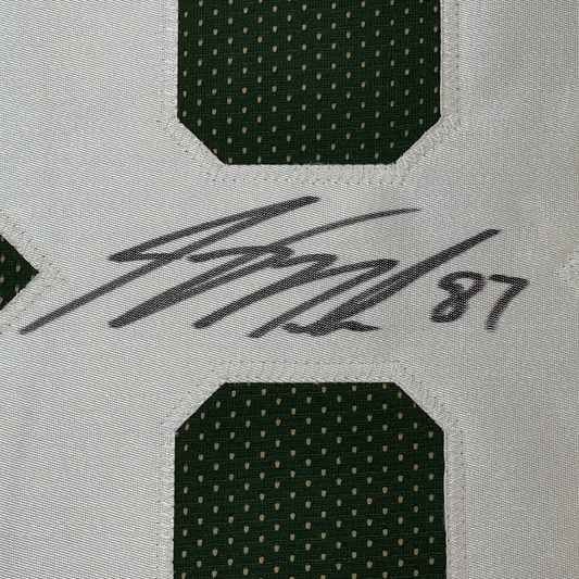 Framed Autographed/Signed Jordy Nelson 35x39 Green Bay Green Football Jersey JSA COA