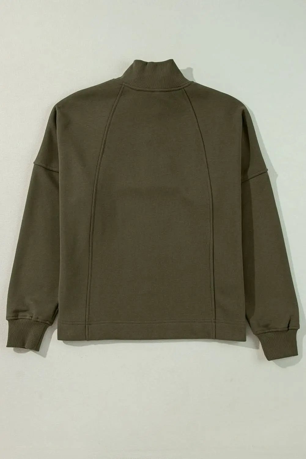 Love Salve Women's Drop Shoulder Sweatshirt Green Zip — Casual Comfort