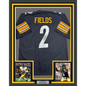 Framed Autographed/Signed Justin Fields 35x39 Pittsburgh Black Football Jersey Beckett BAS COA