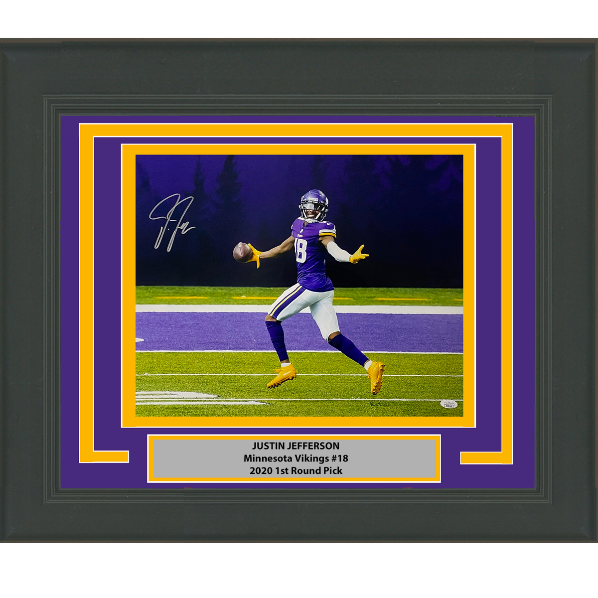 Framed Autographed/Signed Justin Jefferson Minnesota Vikings 16x20 Football Photo JSA COA