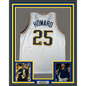 Framed Autographed/Signed Juwan Howard 35x39 Michigan White College Basketball Jersey Beckett BAS COA
