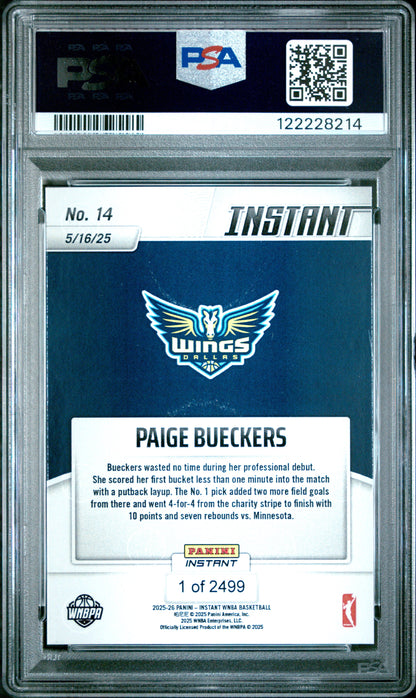 Graded 2025 Panini Instant Paige Bueckers #14 Rookie RC Basketball Card PSA 8 Near Mint