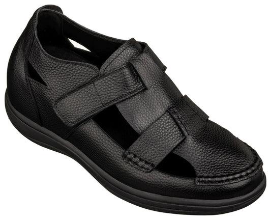 CALTO - K2661 - 3.2 Inches Taller (Black) - Casual Fisherman Sandal