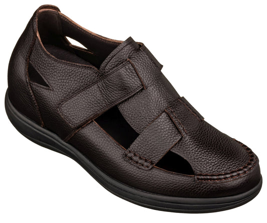 CALTO - K2662 - 3.2 Inches Taller (Dark Brown) - Casual Fisherman Sandal