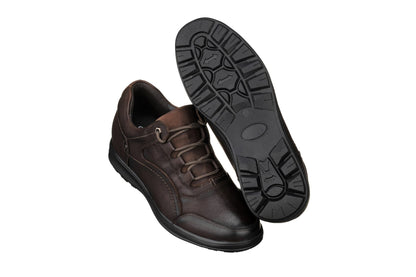 CALTO - K3045 - 2.8 Inches Taller (Dark Brown) - Lace Up Casual Walker - Lightweight