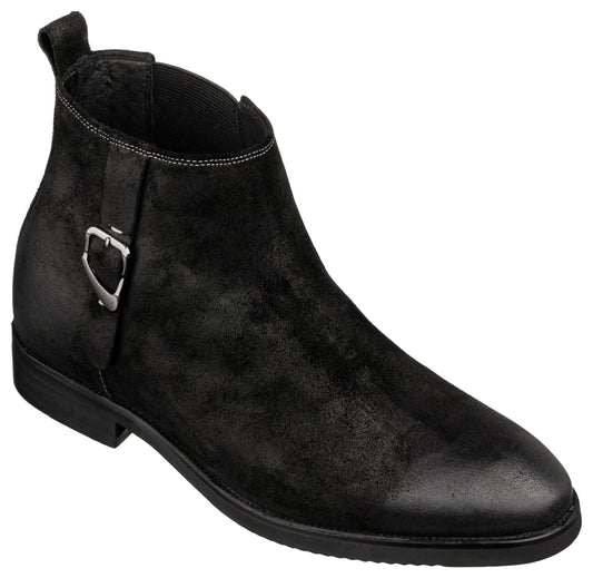 TOTO - K92081 - 3 Inches Taller (Nubuck Black) - Chelsea Ankle Boots