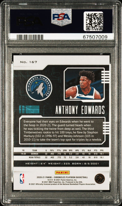 Graded 2020 Panini Chronicles Anthony Edwards #167 Rookie RC Basketball Card PSA 10 Gem Mint