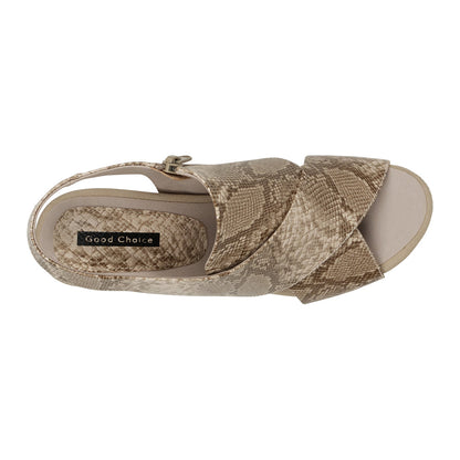 Women's Keefa Snake Print Cross Strap Slingback Sandals