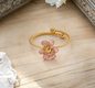 Stainless Steel Colorful Beaded Flower Ring
