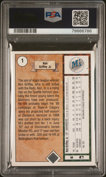 Graded 1989 Upper Deck UD Ken Griffey Jr. #1 Rookie RC Baseball Card PSA 10 Auto Grade Gem Mint