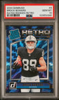Graded 2024 Panini Donruss Brock Bowers #9 Rated Rookies Retro Rookie RC Football Card PSA 10 Gem Mint