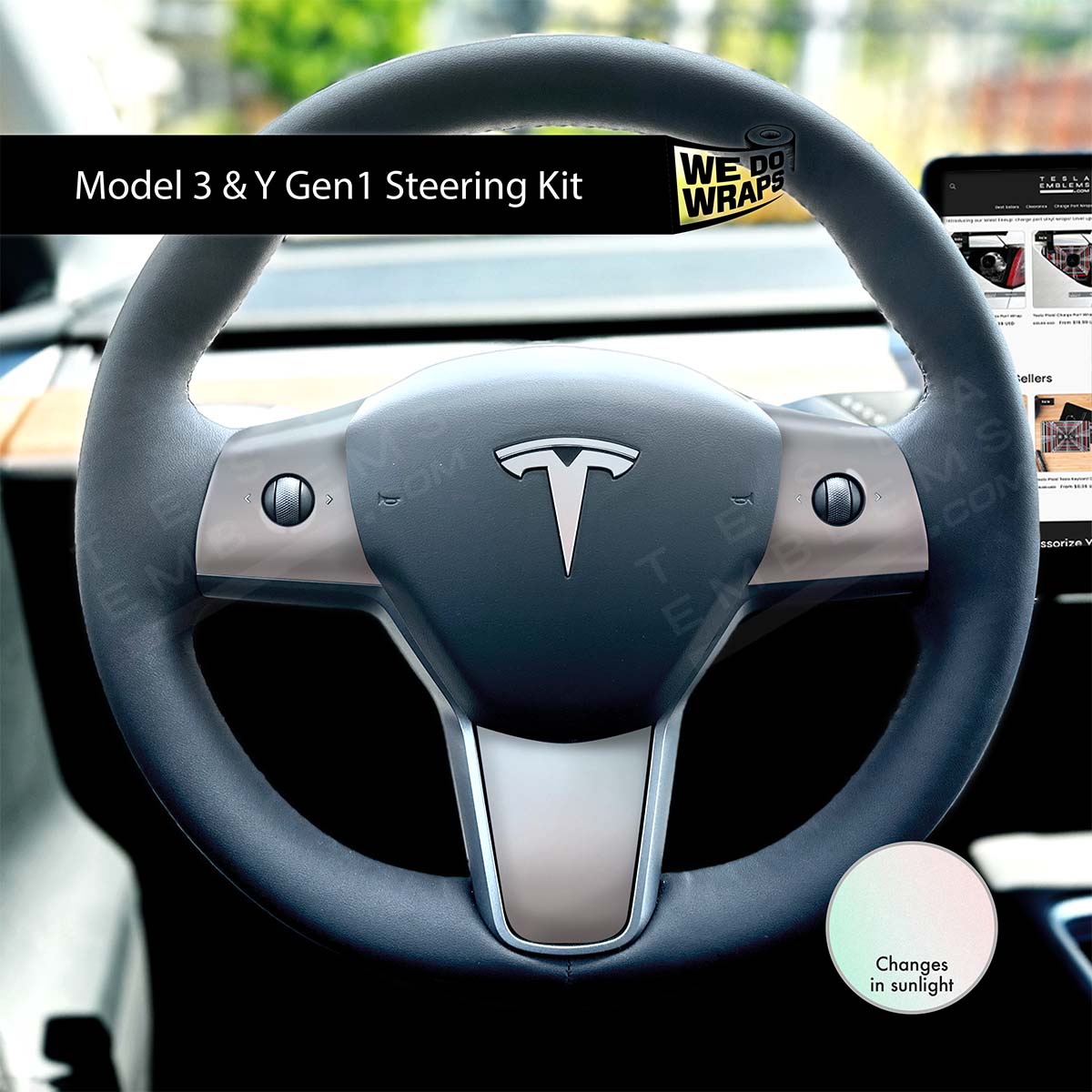 KPMF Matte Aurora Pearl Tesla Steering Wheel Wrap | MY 2019-'25