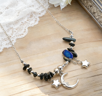 Colorful Chip Stone Boho Sun Moon Necklace