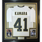Framed Autographed/Signed Alvin Kamara 35x39 New Orleans White Football Jersey Beckett BAS COA