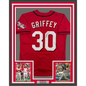 Framed Autographed/Signed Ken Griffey Jr. 35x39 Cincinnati Red Baseball Jersey Beckett BAS COA