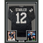 Framed Autographed/Signed Ken Stabler 35x39 Oakland Black Football Jersey Beckett BAS COA