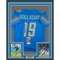 Framed Autographed/Signed Kenny Golladay 35x39 Detroit Blue Football Jersey JSA COA