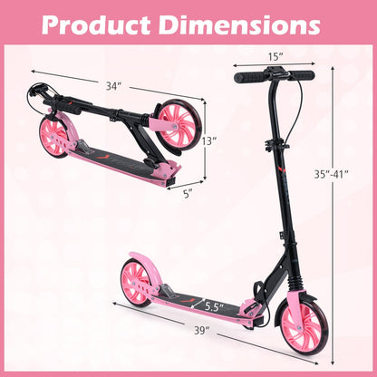 Kick Scooter for Kids Teens Adults Age 8+ Foldable Scooter with Large Light-up Wheels