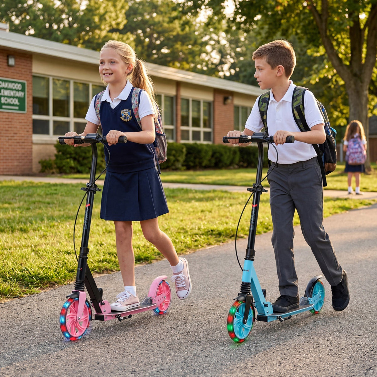 Kick Scooter for Kids Teens Adults Age 8+ Foldable Scooter with Large Light-up Wheels