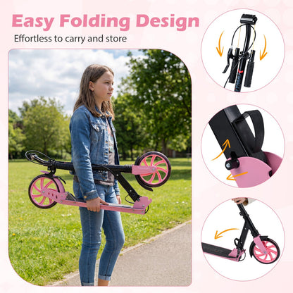 Kick Scooter for Kids Teens Adults Age 8+ Foldable Scooter with Large Light-up Wheels