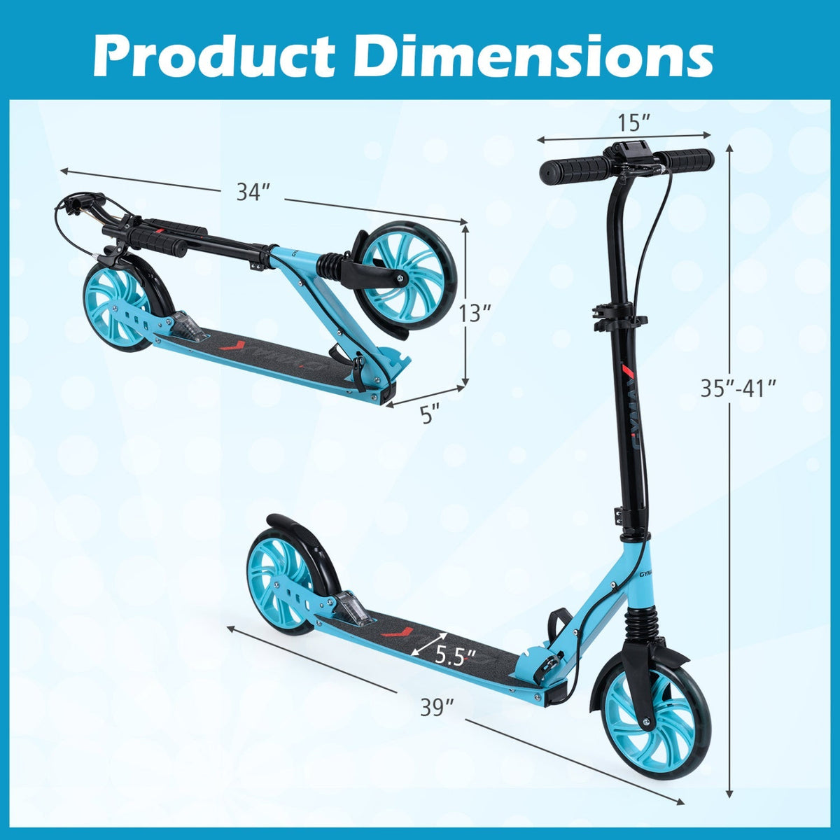 Kick Scooter for Kids Teens Adults Age 8+ Foldable Scooter with Large Light-up Wheels