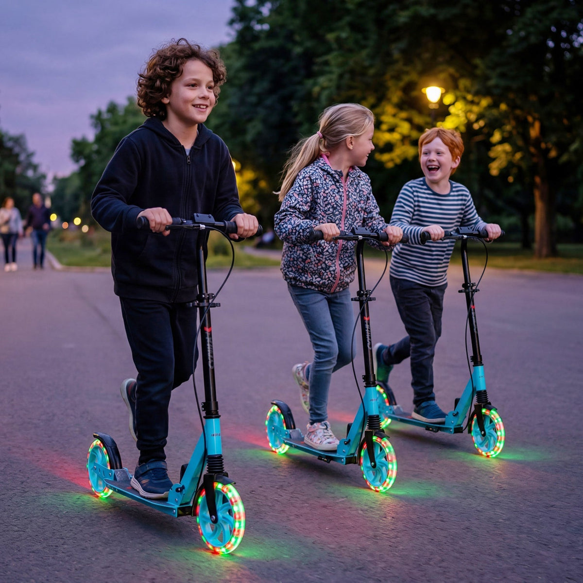 Kick Scooter for Kids Teens Adults Age 8+ Foldable Scooter with Large Light-up Wheels