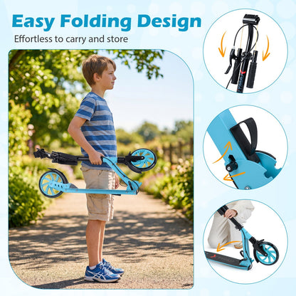 Kick Scooter for Kids Teens Adults Age 8+ Foldable Scooter with Large Light-up Wheels