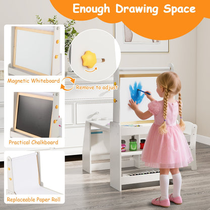 Kids Art Table and Chair Set with Easel and Chair for Drawing Reading